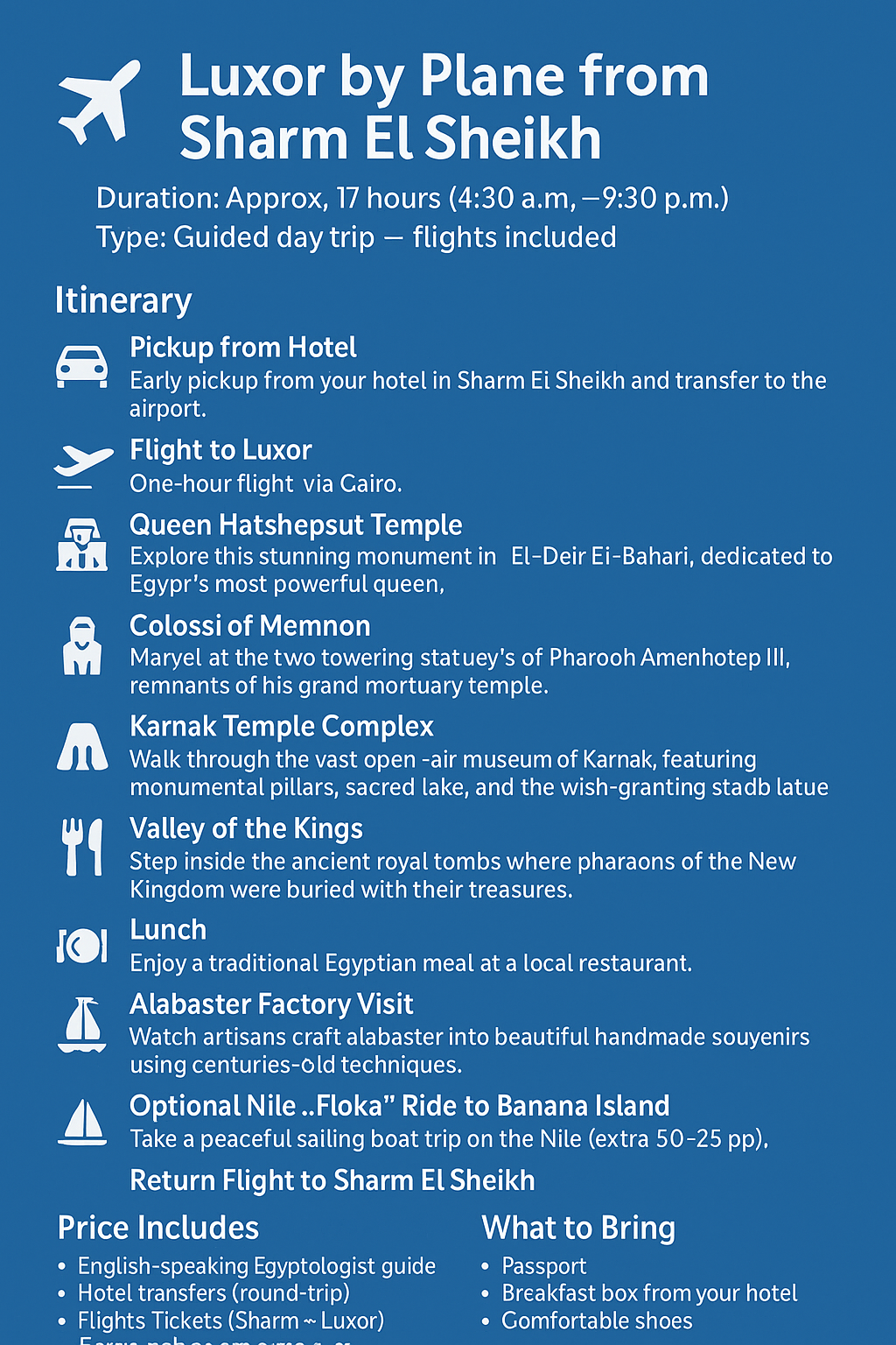 ✈️ Luxor by Plane from Sharm El Sheikh